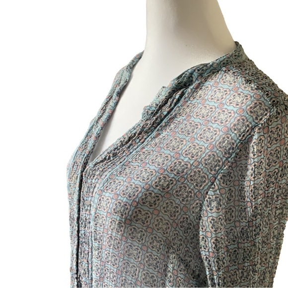 Lucky Brand Medallion Print Sheer Blouse - Picture 5 of 14